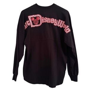 Walt Disney World Christmas Candy Cane Spirit Jersey Black Red Small